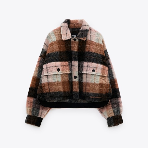 ZARA CROPPED PLAID OVERSHIRT NWT - Picture 13 of 16